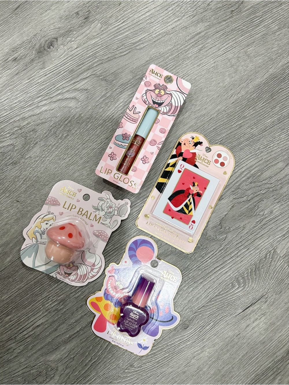 Disney Alice Collection Lip Gloss & Mushroom Lip Balm Set - Pink and Purple